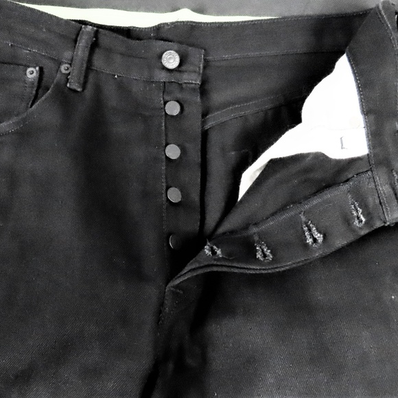 mens black button fly jeans